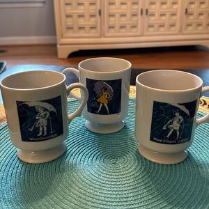 Vintage Morton Salt Pedestal Coffee Cups - set of 3